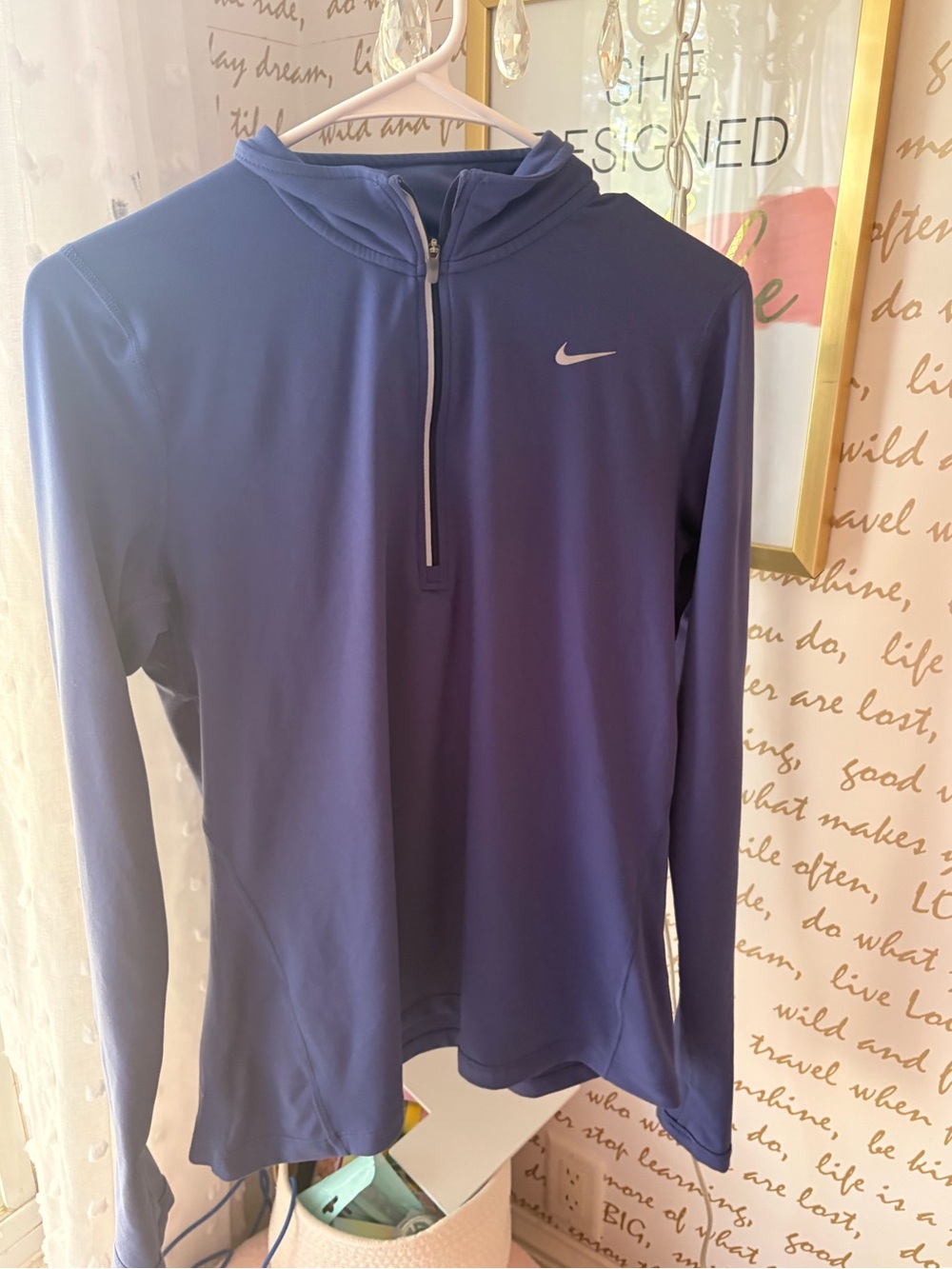 Nike Women's Long-Sleeve Quarter-Zip Hoodie in Blue